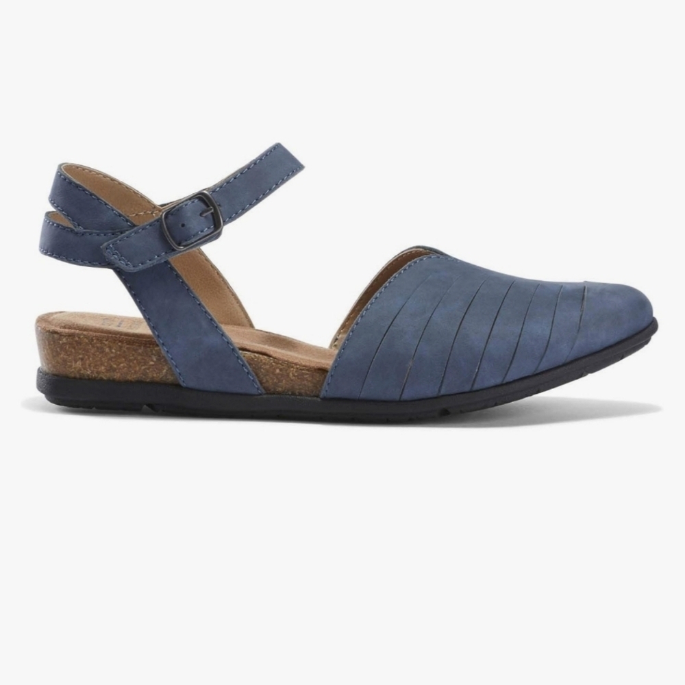 EARTH ORIGINS Palomo Peyton Moroccon Blue Leather Strappy Sandals, 9W, Nwot - Picture 2 of 11